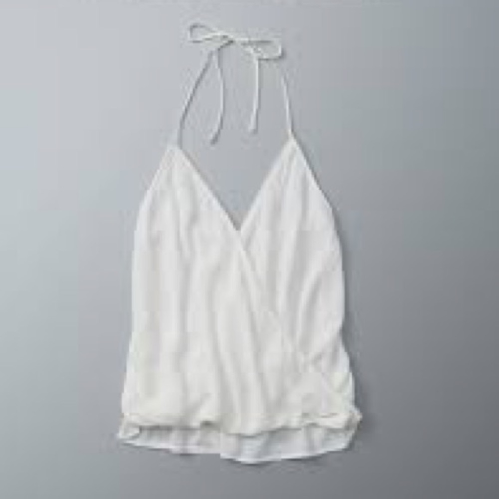 Abercrombie white wrap front halter top